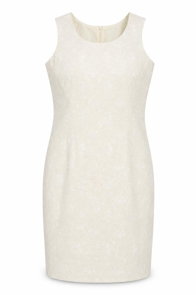 C&A Women's Ivory Sheath Dress, Size 12, Round Neck