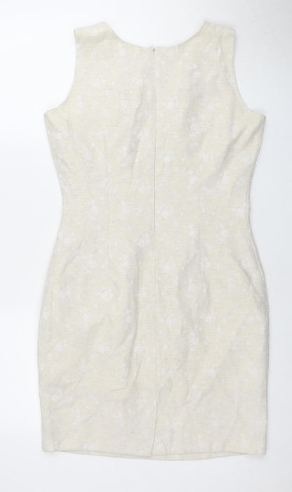 Back view of C&A Women's Ivory Sheath Dress, size 12, Round Neck
