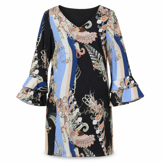 Wallis Women's Multicoloured Flared Sleeve Dress