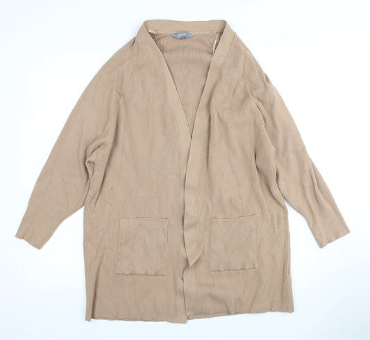 Principles Women's Beige Open Front Cardigan Size 16 with Pockets