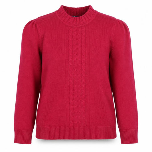 Isle Women's Red Cable-Knit Mock Neck Jumper, Size S