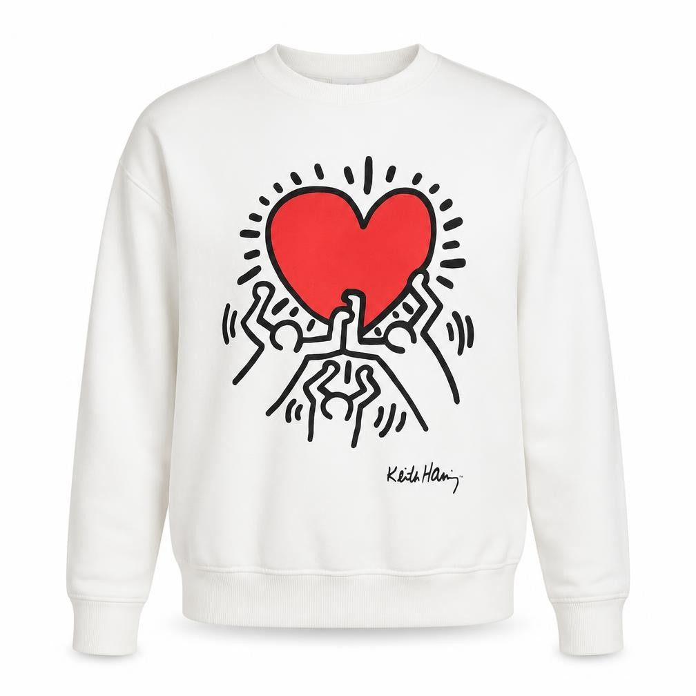 White Pullover Sweatshirt, Unisex 2XS, Graphic Print, Casual