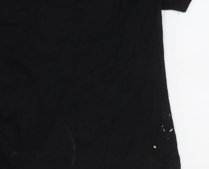 Brand and care label for Disney boys’ black glow t-shirt medium