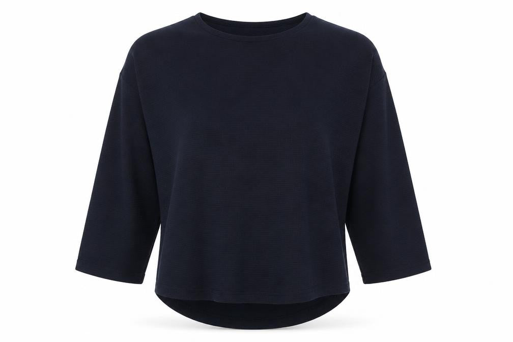 b.young Women's Blue Long Sleeve Crew Neck Top
