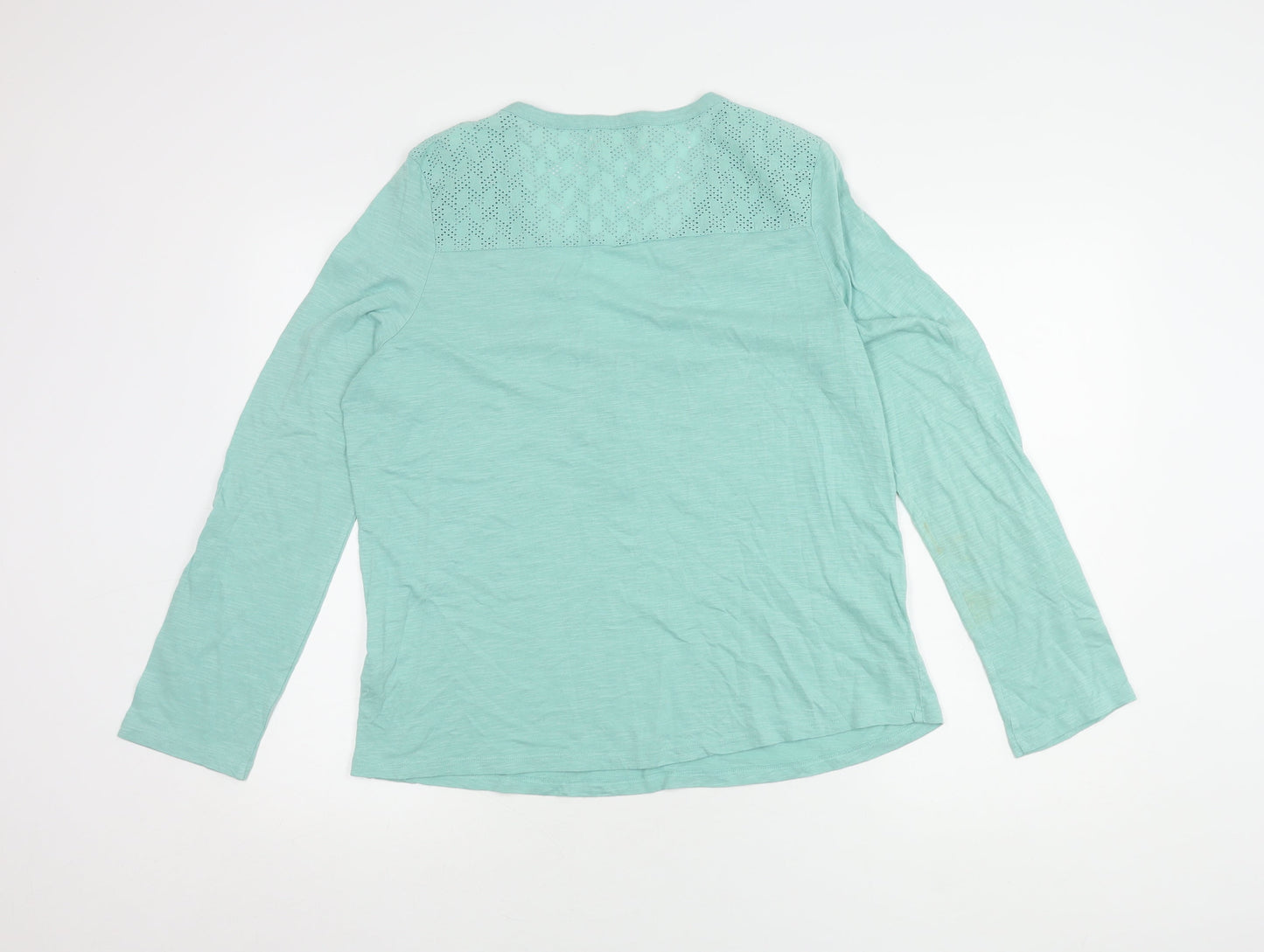 WoolOvers Women's Blue V-Neck Blouse M Long Sleeve