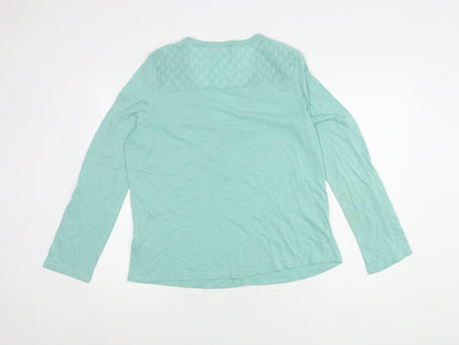 WoolOvers Women's Blue V-Neck Blouse M Long Sleeve