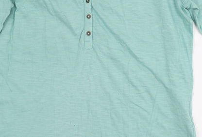 WoolOvers Women's Blue V-Neck Blouse M Long Sleeve