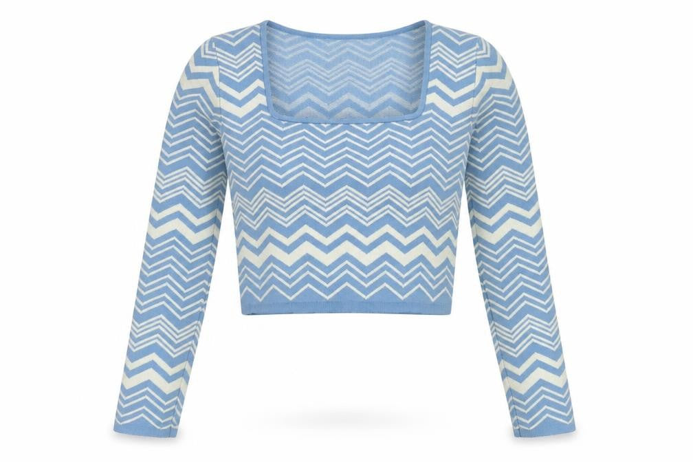 Stradivarius Women Blue Cropped Knit Blouse Size 6
