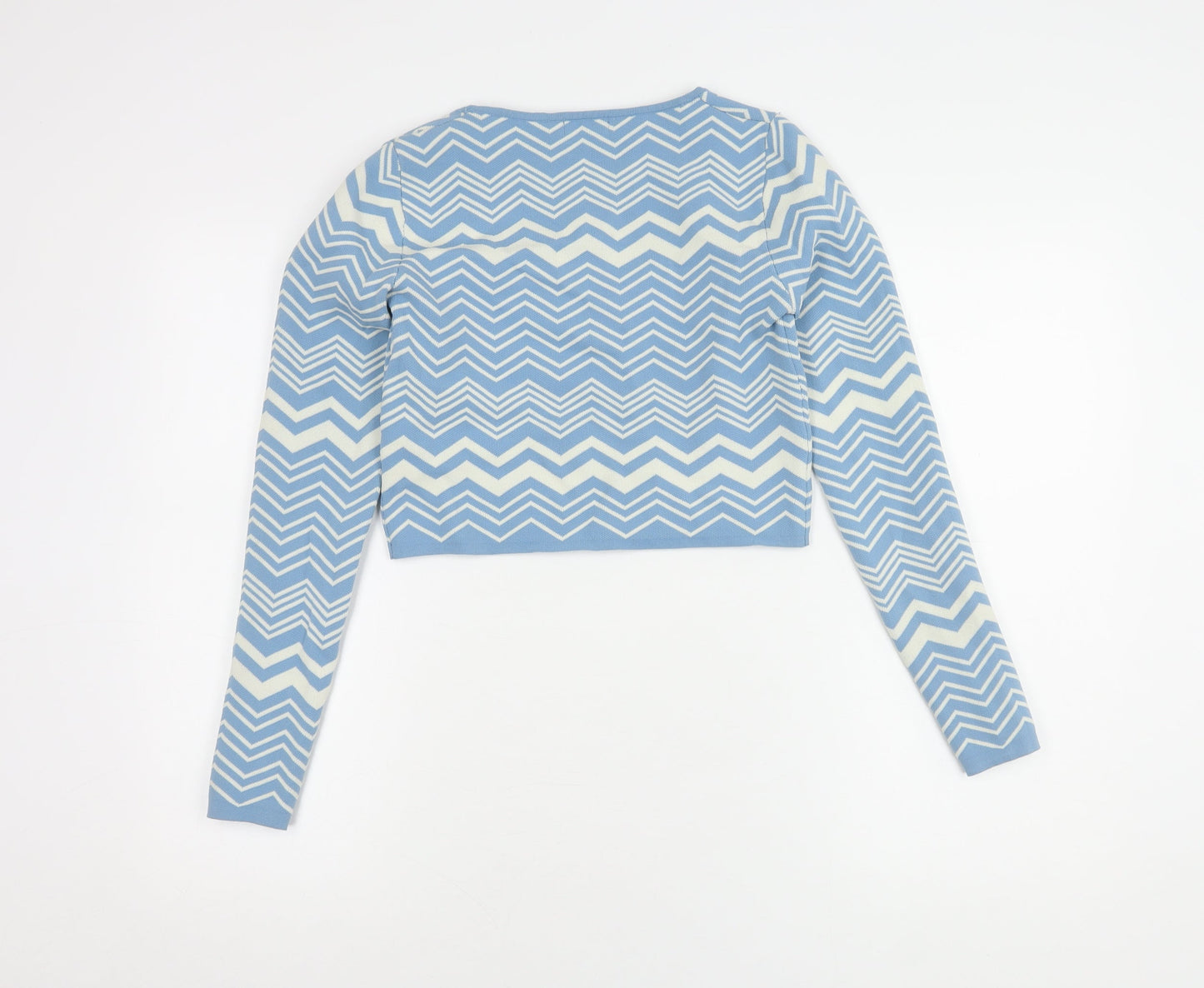 Stradivarius Women Blue Cropped Knit Blouse Size 6