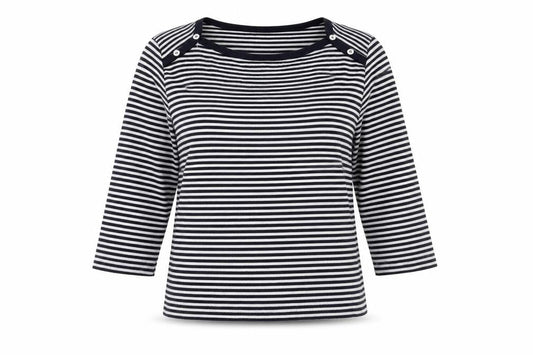Viz-A-Viz Women's Navy Striped T-Shirt, Size 16