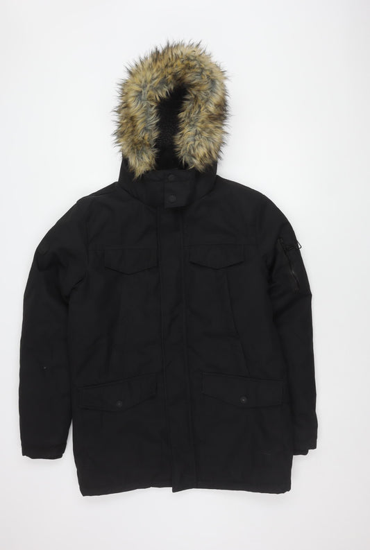 Threadbare Men's Black Parka Jacket S - Winter Essential