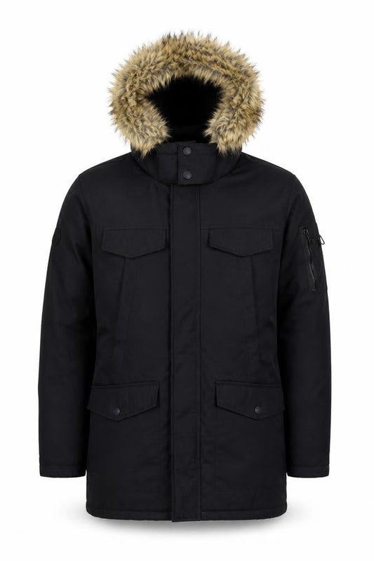 Threadbare Men's Black Parka Jacket S - Winter Essential