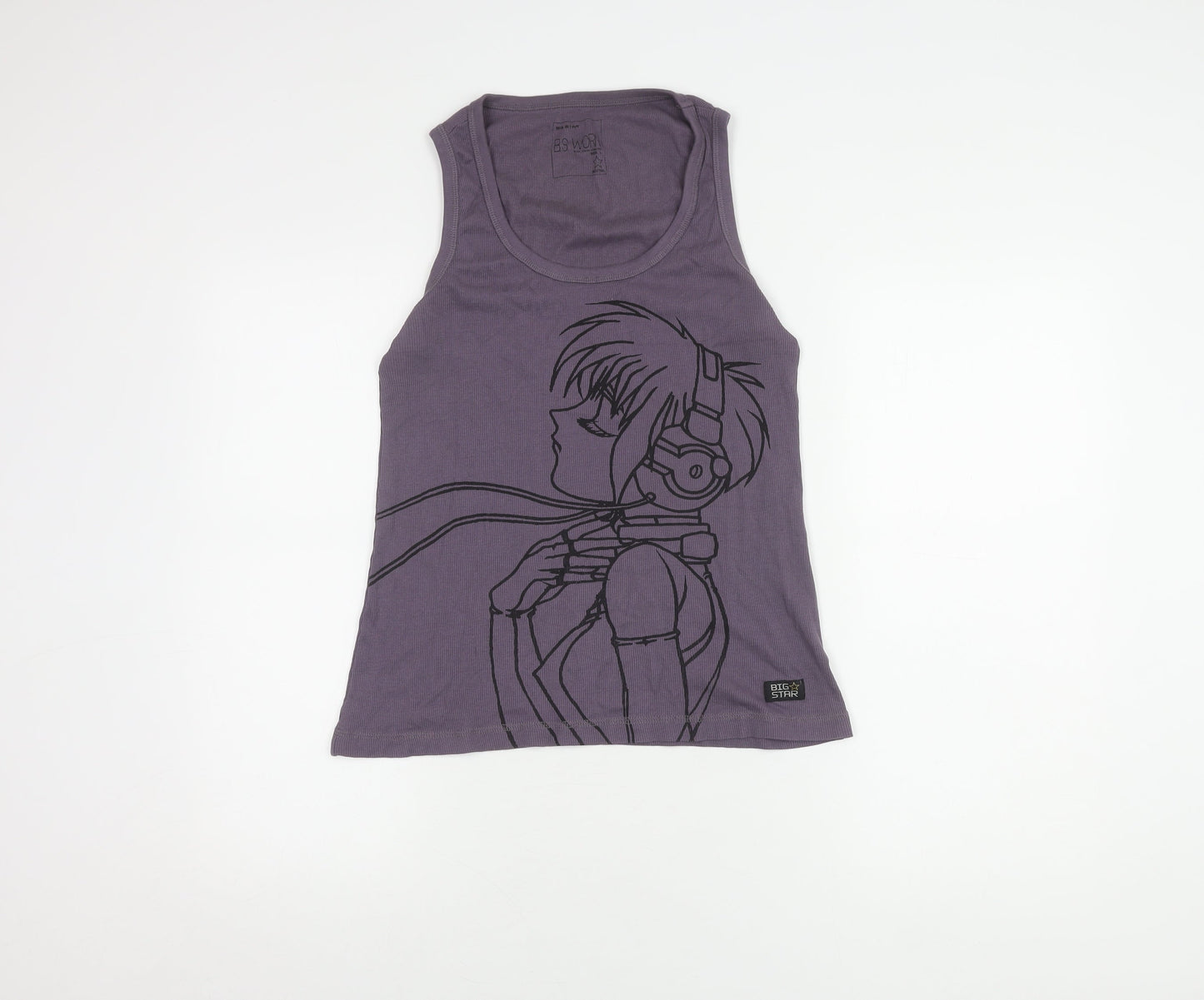 BIG STAR Purple Anime Tank Top - Size L, Casual Cotton