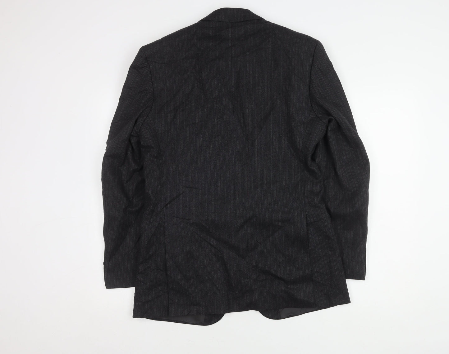 The Label Men's Grey Striped Wool Blazer - Regular Fit, 38R