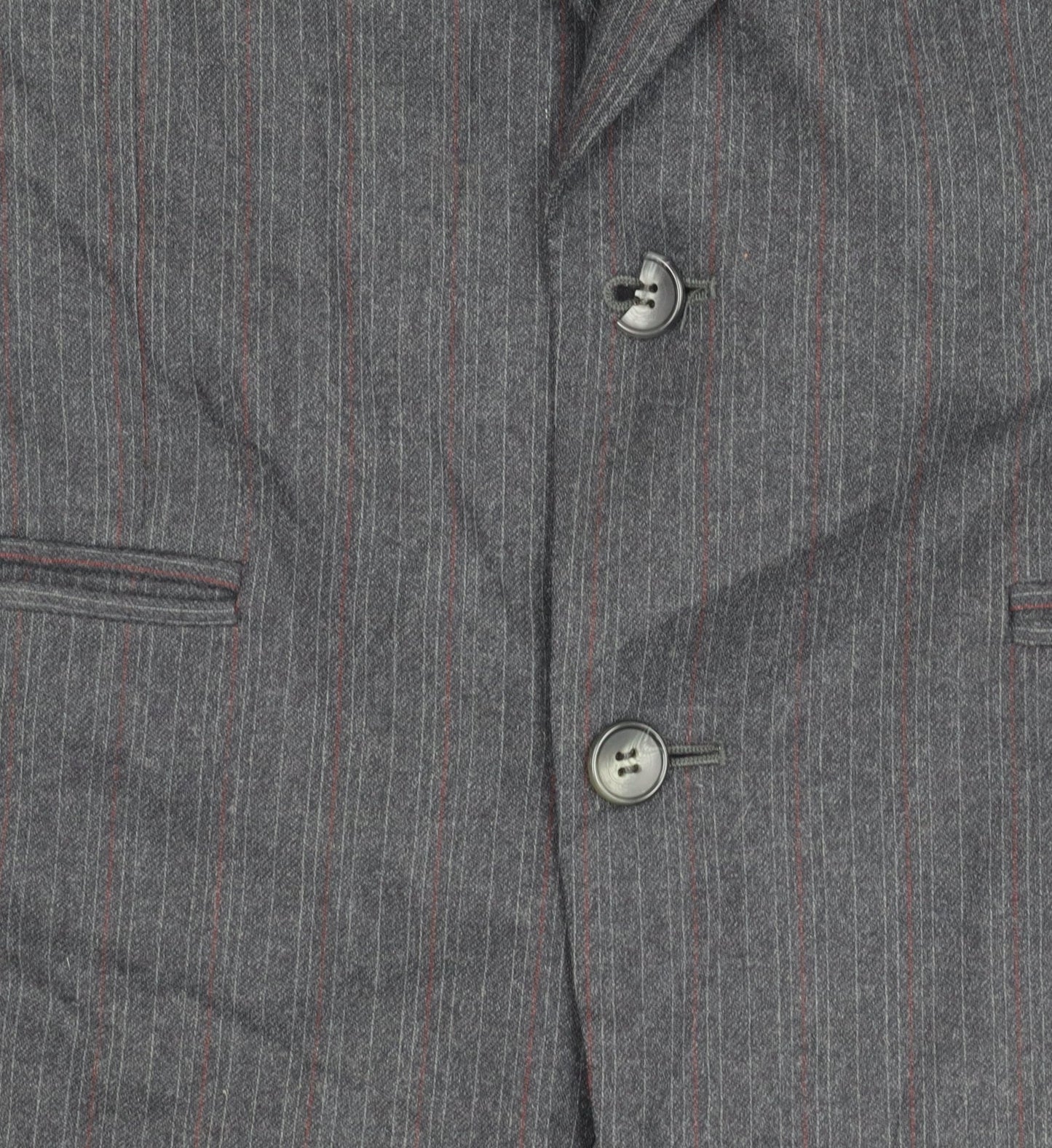 The Label Men's Grey Striped Wool Blazer - Regular Fit, 38R