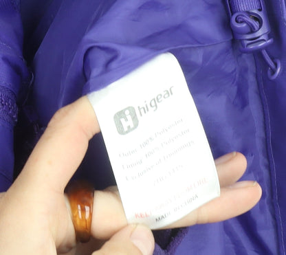 Additional view of Higear girls’' purple rain coat, 11-12 years, hooded, lined