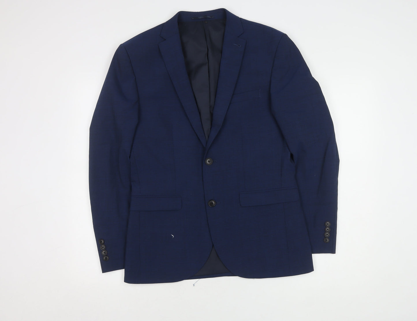 Next Men's Blue Wool-Blend Blazer Size 38S