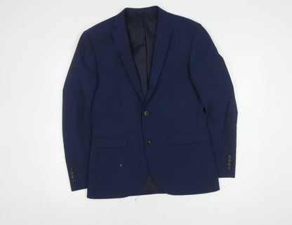 Next Men's Blue Wool-Blend Blazer Size 38S