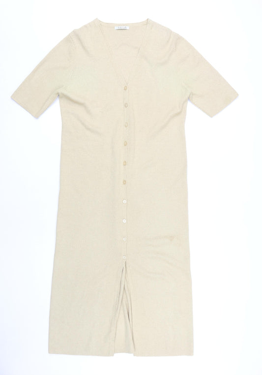 Platinum Women's Beige V-Neck Cardigan M