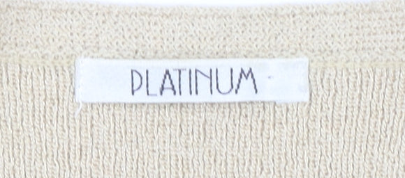Platinum Women's Beige V-Neck Cardigan M