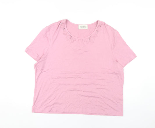 Eastex Women's Pink Embroidered T-Shirt Size 20