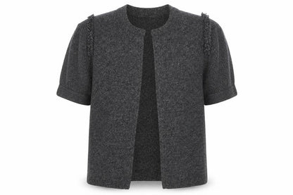 IRO Women's Grey Open Front Cardigan, Size 2, Short Sleeve
