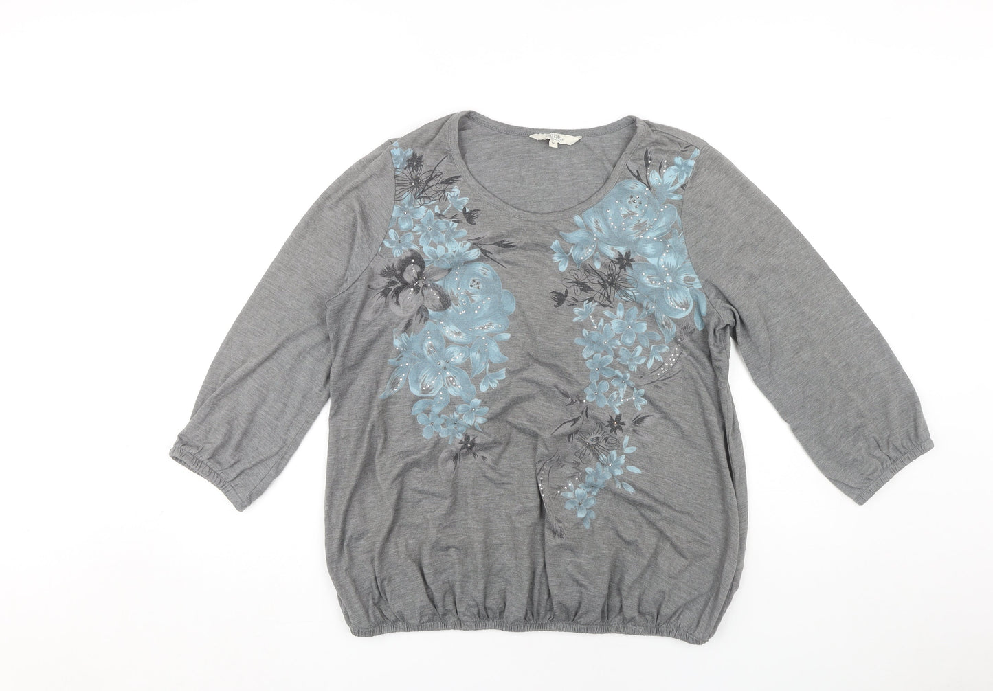 Debenhams Women’s Grey Floral T-Shirt Size 16