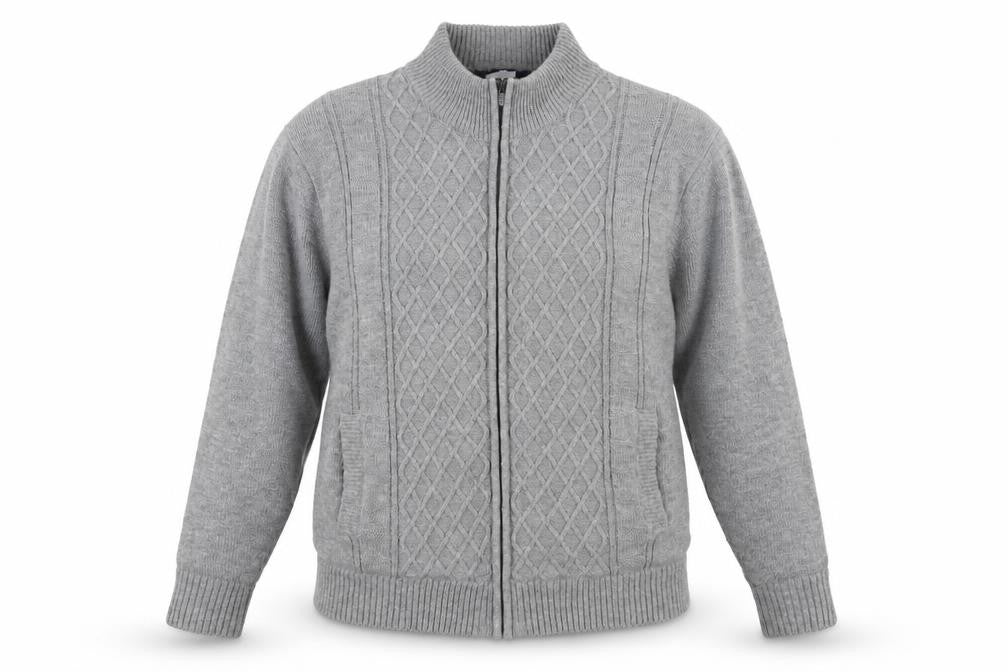 PEGASUS Men's Grey Full Zip 2XL Jumper High Neck
