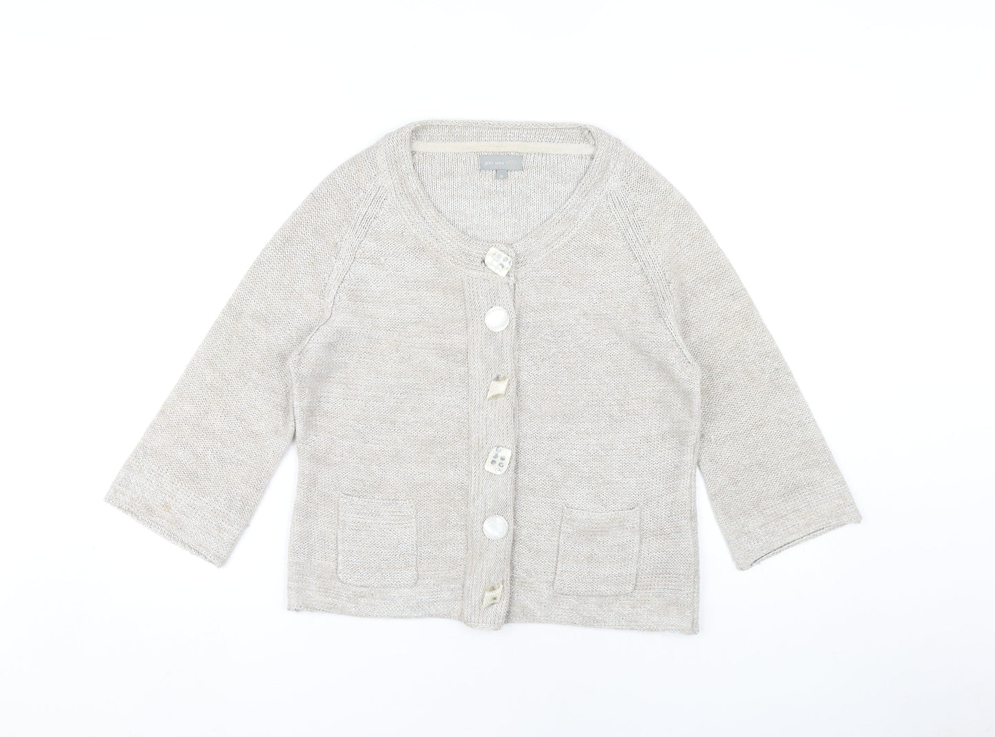 Per Una Women's Beige Cardigan Medium Round Neck