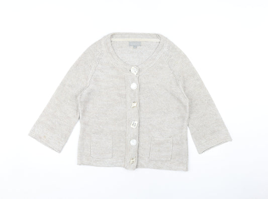 Per Una Women's Beige Cardigan Medium Round Neck