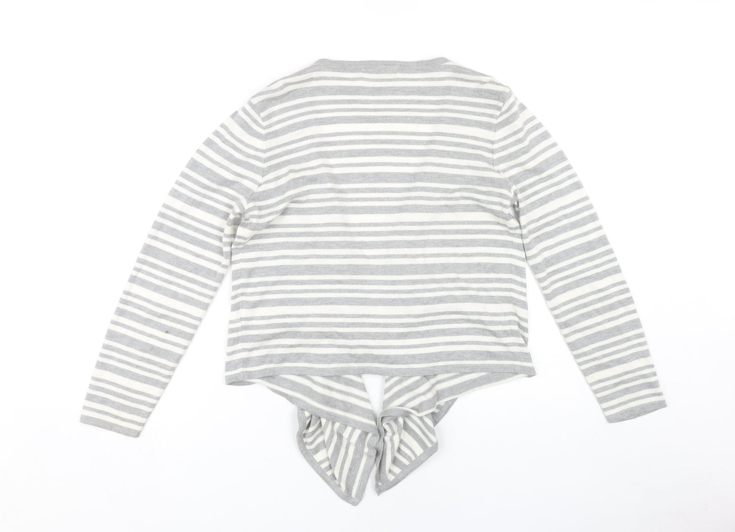 Marks and Spencer Women Grey Striped Open Front Cardigan Size 16
