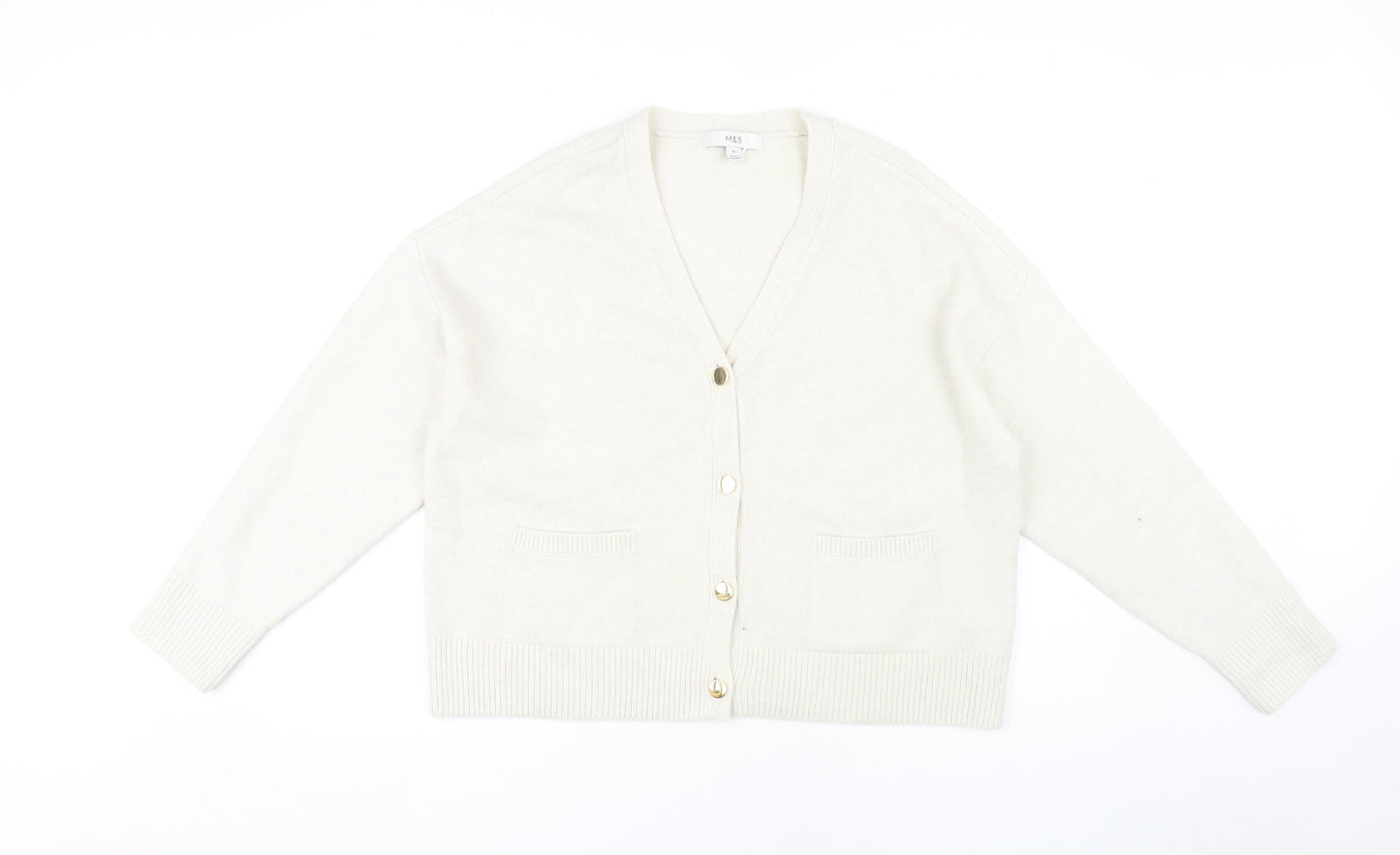 Marks and Spencer Women's Ivory V-Neck Cardigan M
