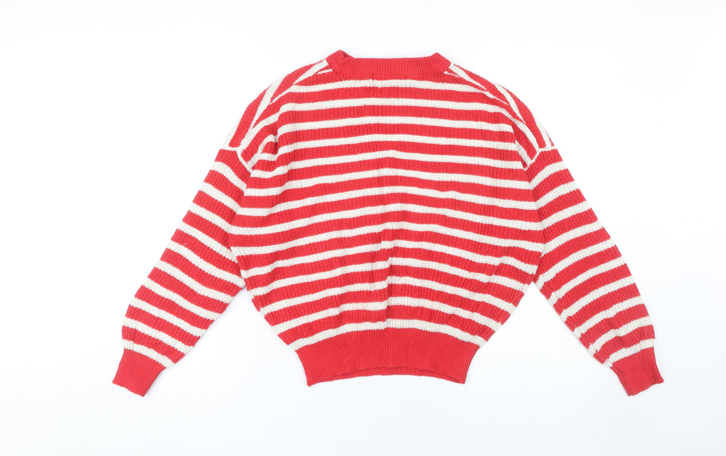 Pull & Bear Women's Red Striped Pullover Jumper
