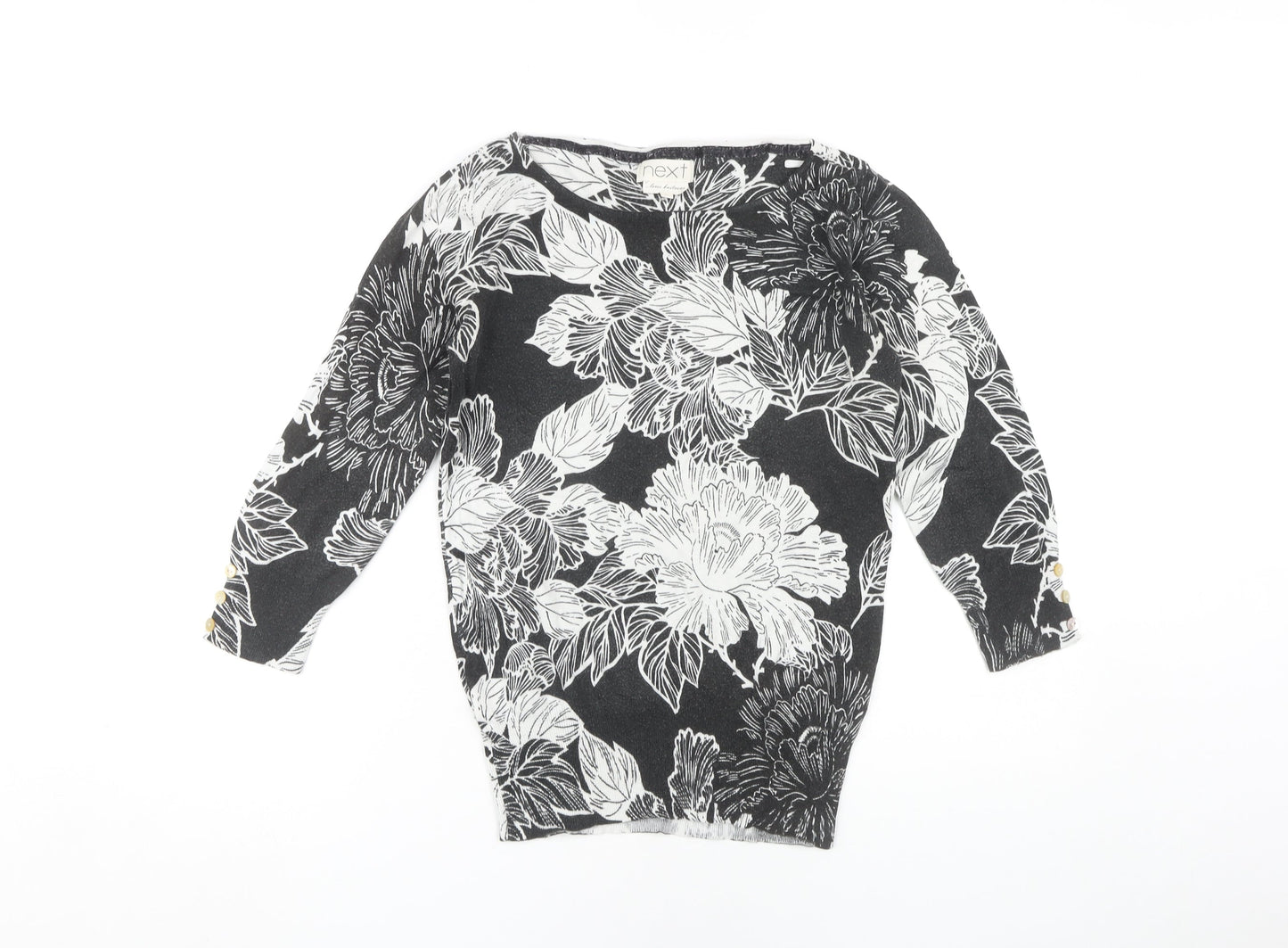 Next Women's Black Floral Pullover Jumper Size 8