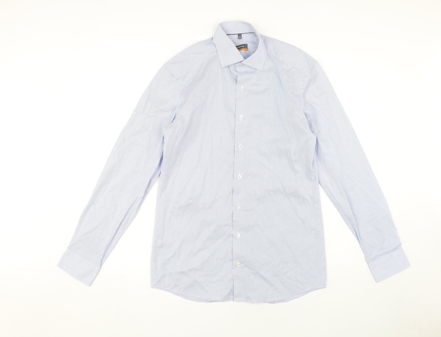 Eterna Men's Slim Fit Blue Striped Dress Shirt