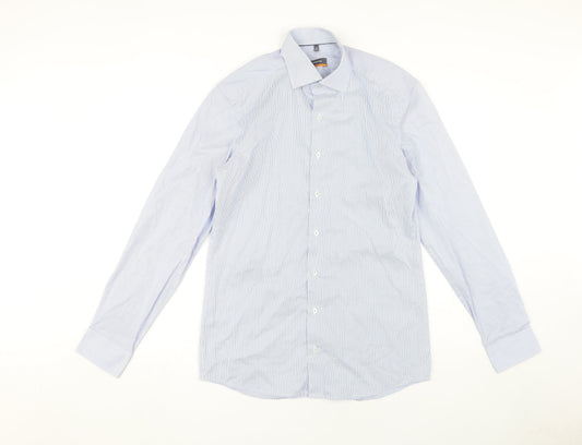 Eterna Men's Slim Fit Blue Striped Dress Shirt