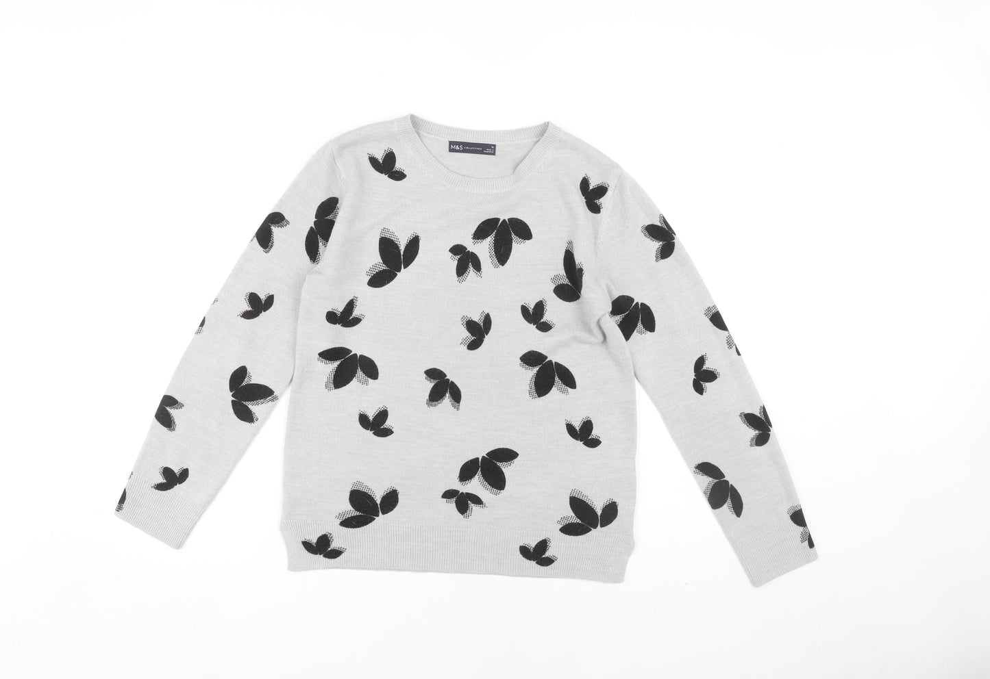 Marks and Spencer Women's Grey Butterfly Jumper Size 10