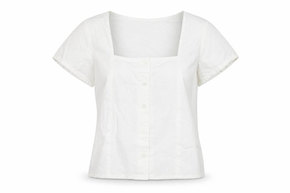 NA-KD Women's White Short Sleeve Blouse Size 10