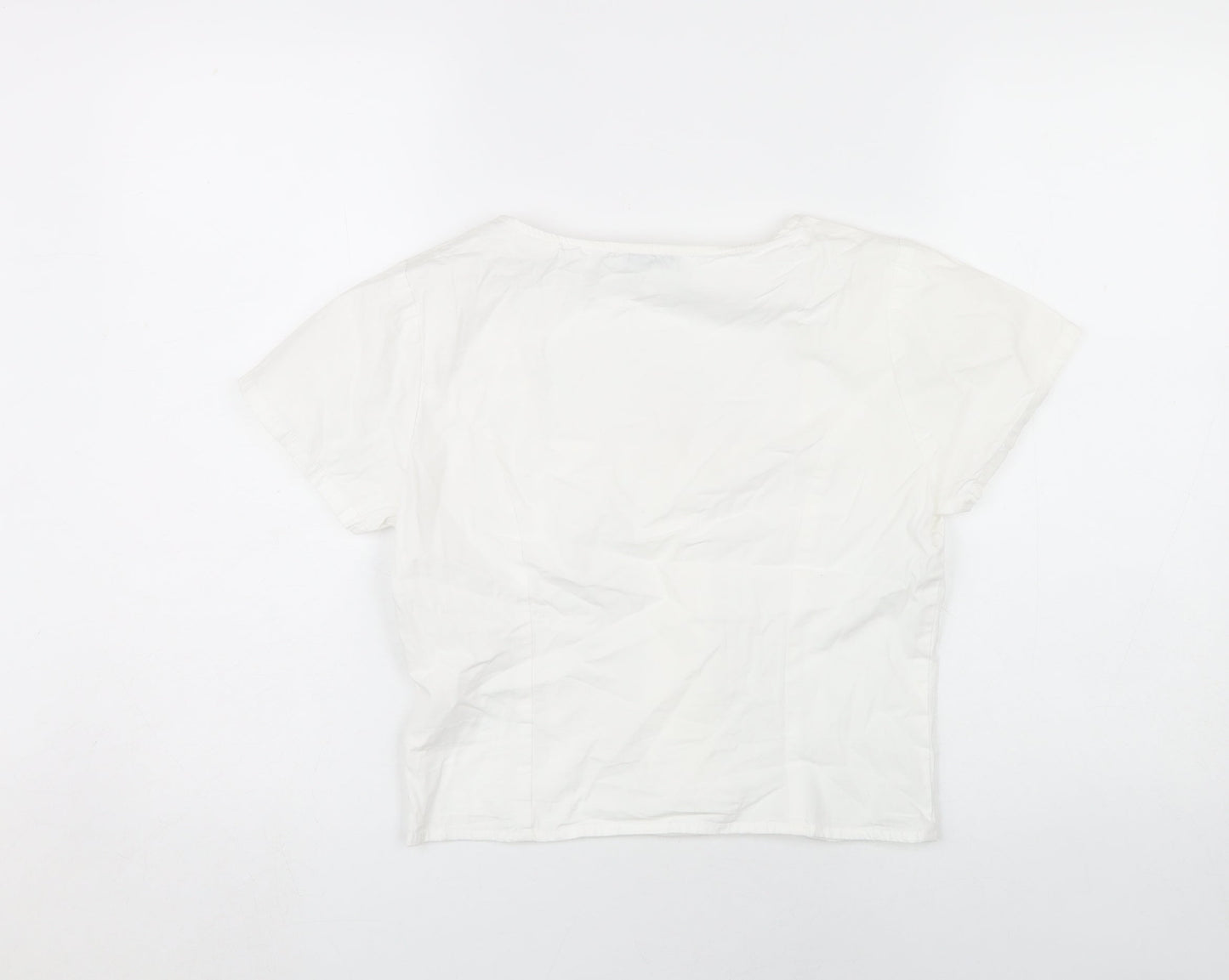 NA-KD Women's White Short Sleeve Blouse Size 10