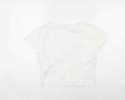 NA-KD Women's White Short Sleeve Blouse Size 10