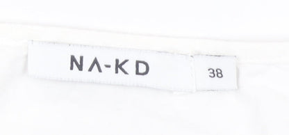 NA-KD Women's White Short Sleeve Blouse Size 10