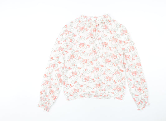 Marks and Spencer Women's Ivory Floral Blouse - Size 8