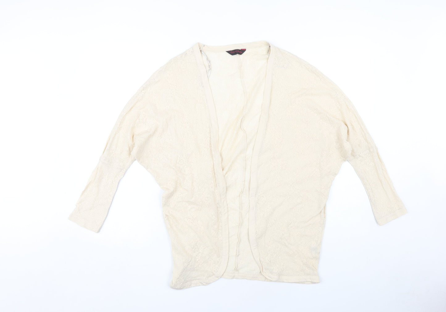 Miss Selfridge Women Ivory Open Front Cardigan Size 8 Open-Knit