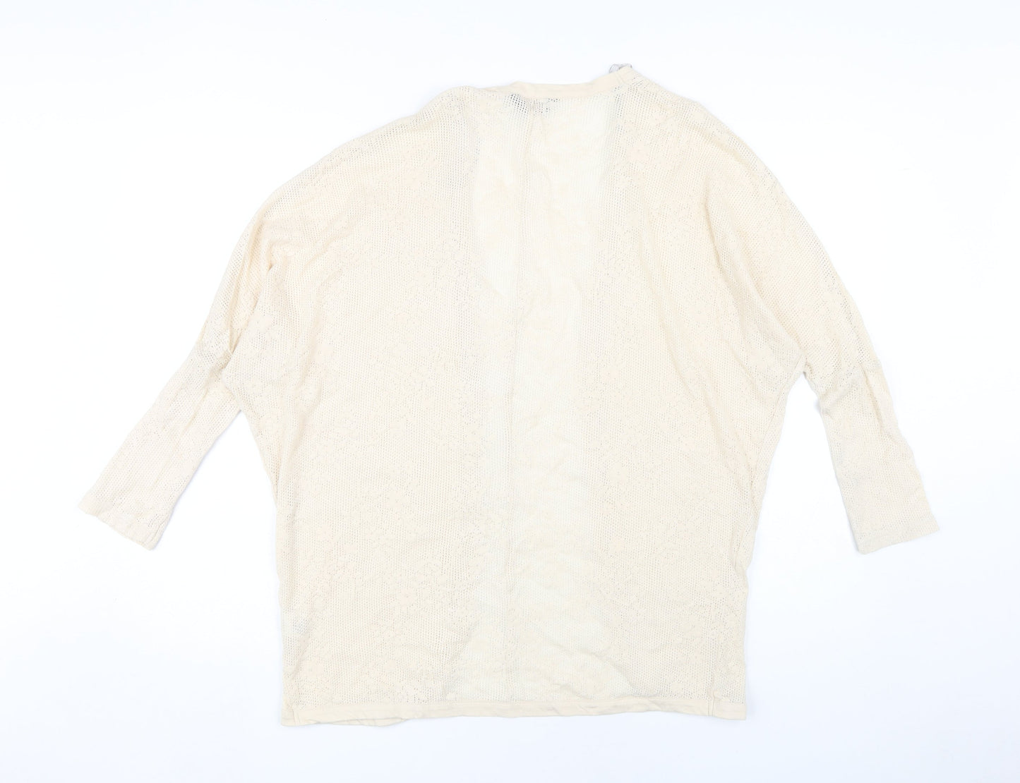 Miss Selfridge Women Ivory Open Front Cardigan Size 8 Open-Knit