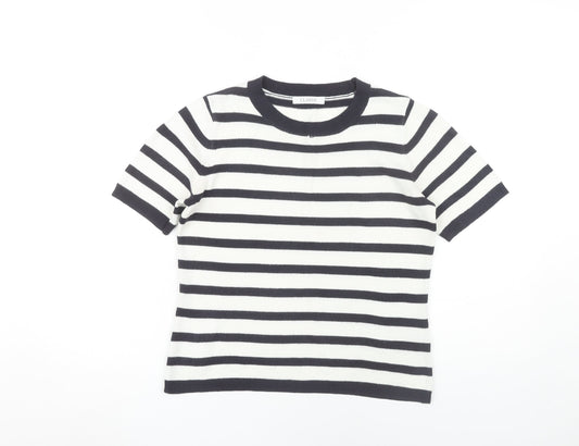 Marks and Spencer Women’s White Striped T-Shirt, Size 6