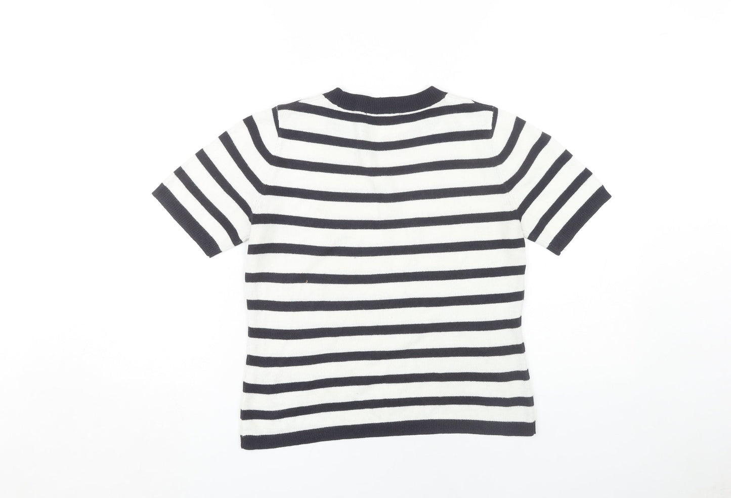 Marks and Spencer Women’s White Striped T-Shirt, Size 6