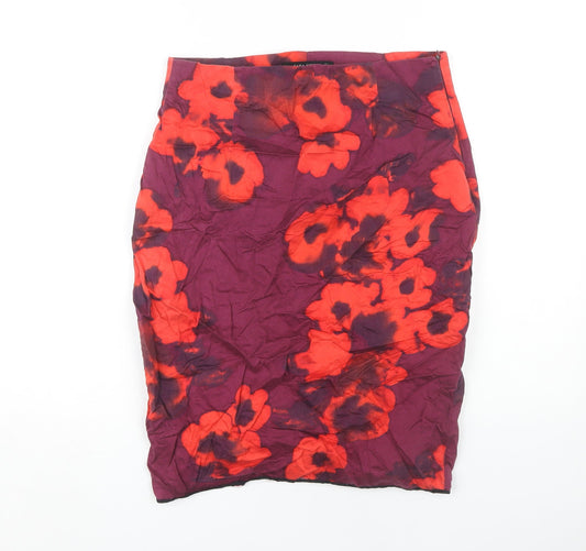 Zara Women's Multicoloured Floral Pencil Skirt Size 14
