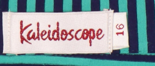 Kaleidoscope Women's Green Striped Sleeveless Polo Shirt
