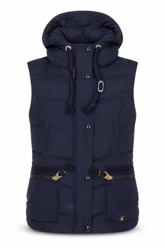 Joules Women's Navy Puffer Waistcoat, Size 8, Hooded