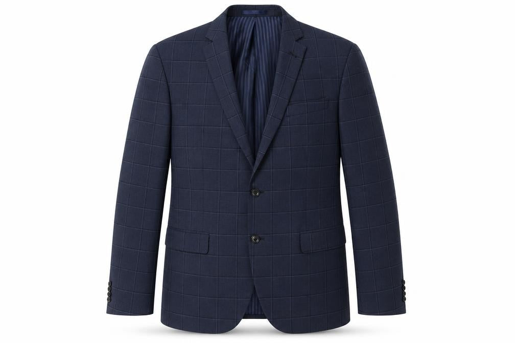 Jeff Banks Men's Blue Check Blazer, Size 44 Long